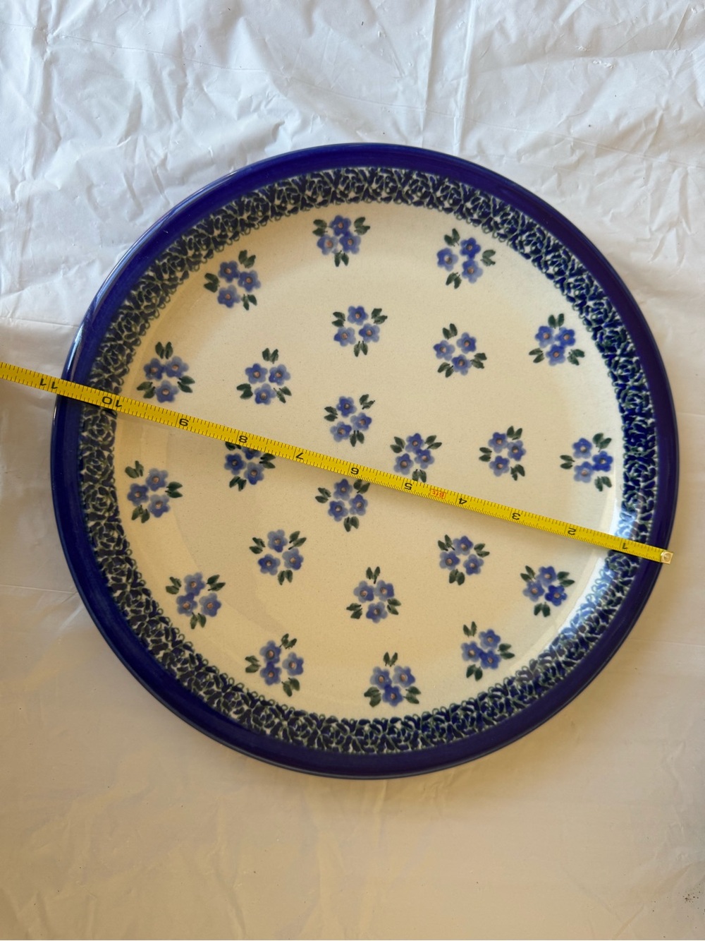 Bolestawiec Stoneware Forget Me Not Dot Blue and White Plate Poland Pottery - Picture 2 of 4